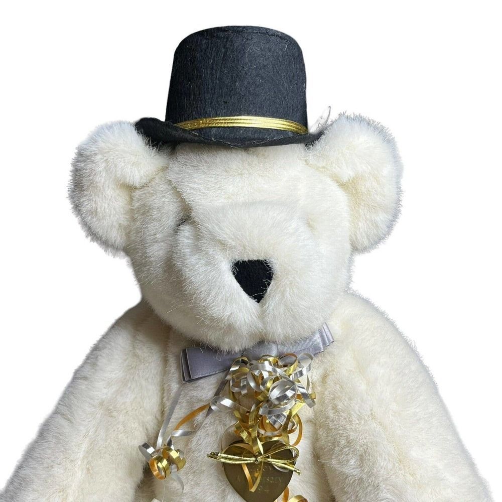 Vermont Teddy Bear Co. Jointed Anniversary Bears 1994 Plush Bride Groom Pair 16" - Picture 7 of 12